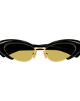 Bottega Venetta BV1387S 001 Black Frame with Yellow Lens Cat Eye Sunglasses