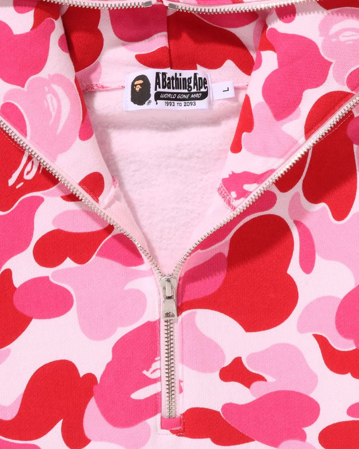 A Bathing Ape ABC Camo Shark Half Zip Pullover Hoodie Pink