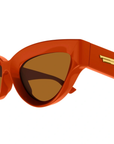 Bottega Venetta BV1249S 004 Orange Frame with Orange Lens Cat Eye Sunglasses