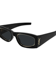 Saint Laurent SLM140RIM 001 Shiny Black Rectangular Sunglasses