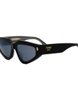 Fendi Roma FE40163U 01V Black Frame with Blue Lens - Cat Eye Sunglasses