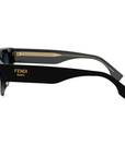 Fendi Roma FE40163U 01V Black Frame with Blue Lens - Cat Eye Sunglasses
