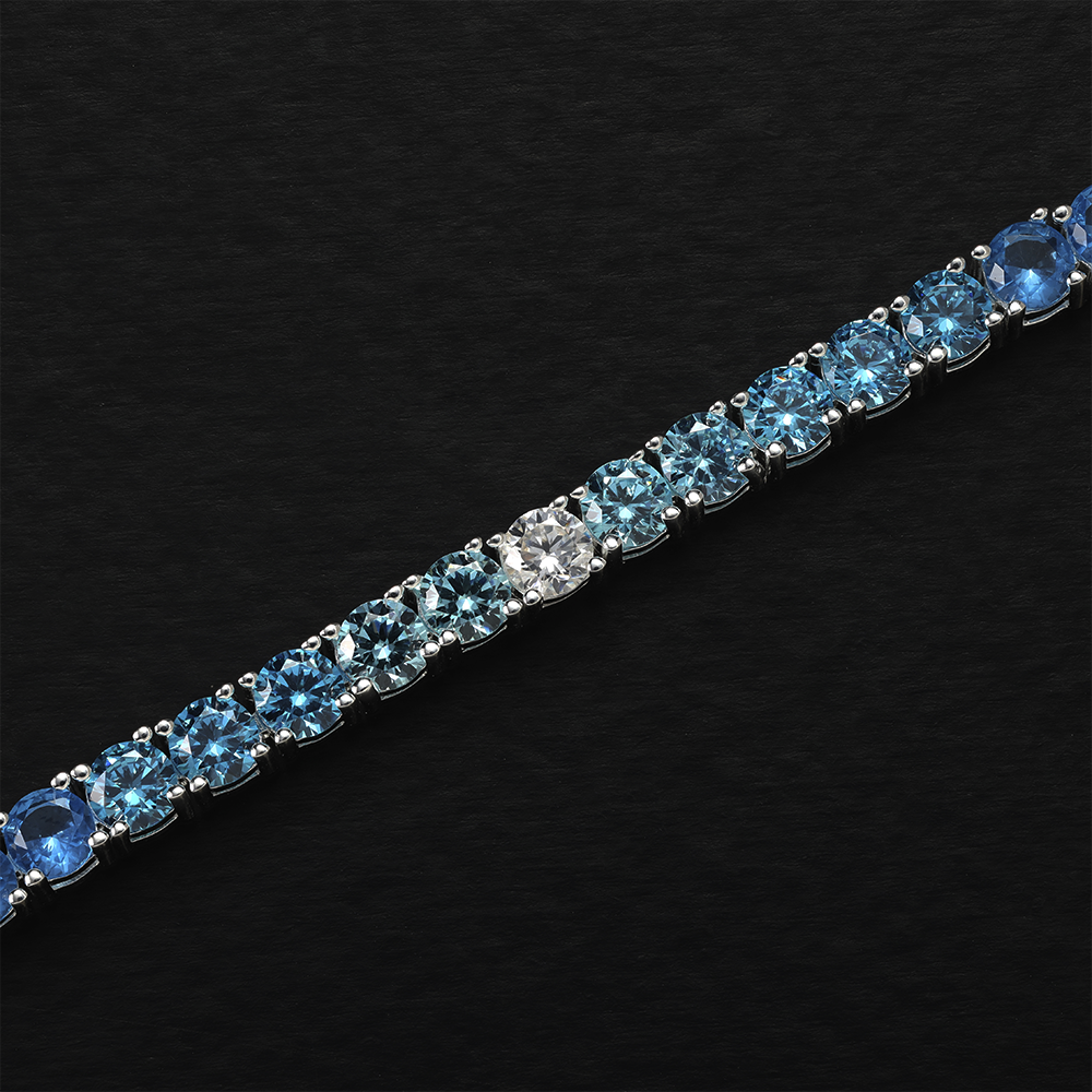 Taipan Tennis Chain Bracelet - Blue/White Silver 925