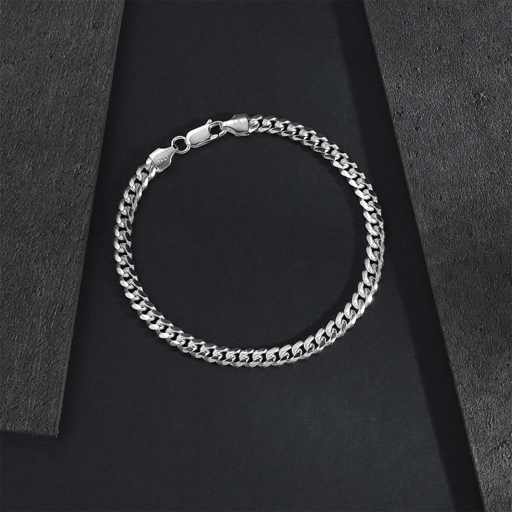 Taipan Cuban Link Bracelet 19cm x 5mm - B273 White Silver 925