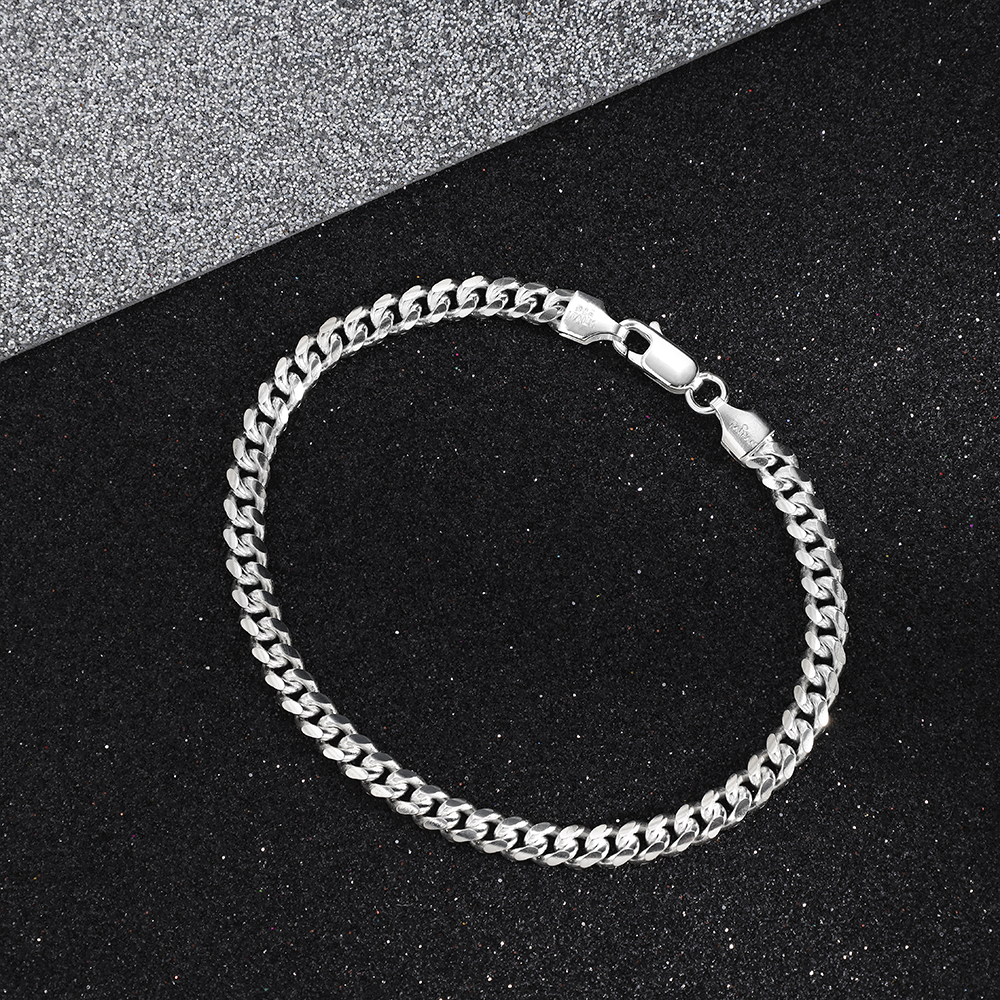 Taipan Cuban Link Bracelet 21cm x 5mm B274 - White Silver 925