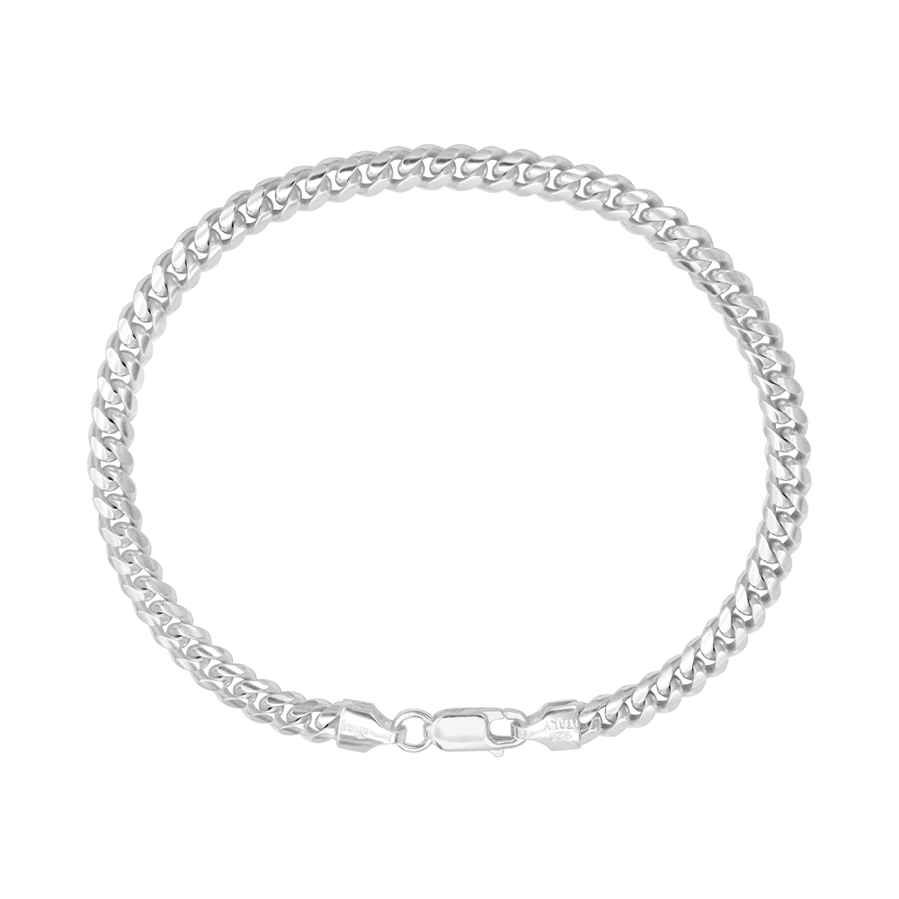 Taipan Cuban Link Bracelet 21cm x 5mm B274 - White Silver 925