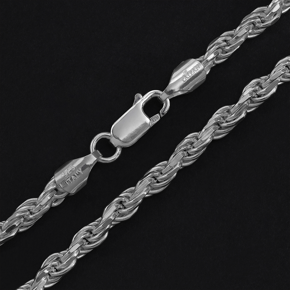 Taipan Rope Chain Bracelet 19cm x 3.5mm - B373 White Silver 925
