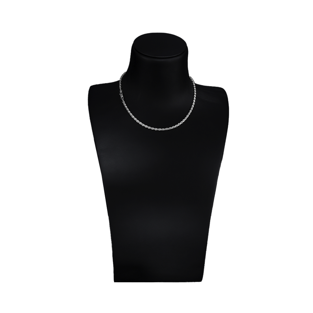 Taipan Rope Chain Necklace 45cm x 3.5mm - K1022 White Silver 925