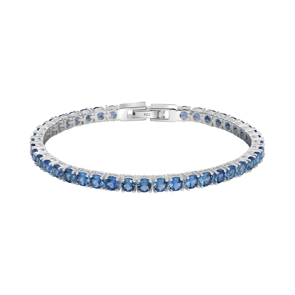 Taipan Tennis Chain Bracelet - Blue Stone White Silver 925