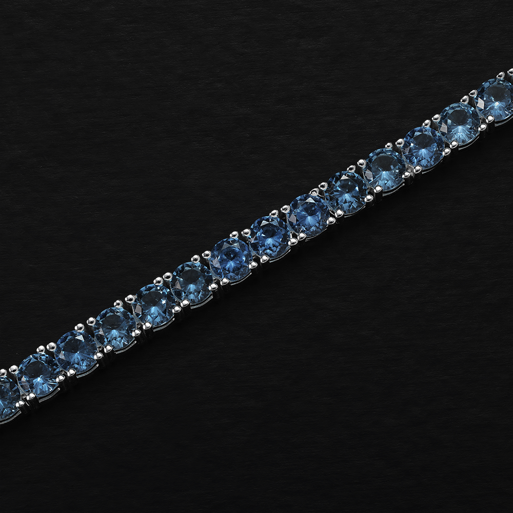 Taipan Tennis Chain Bracelet - Blue Stone White Silver 925