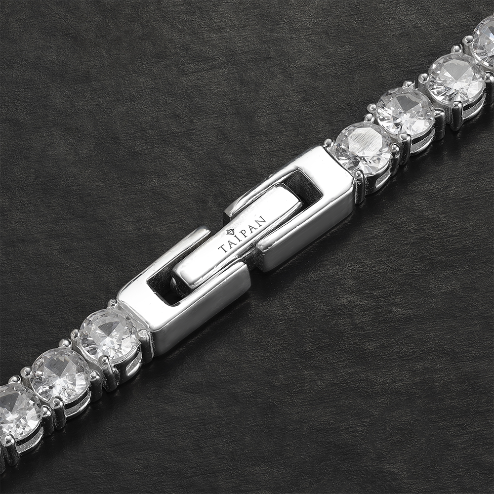 Taipan Tennis Chain Bracelet - White Silver 925