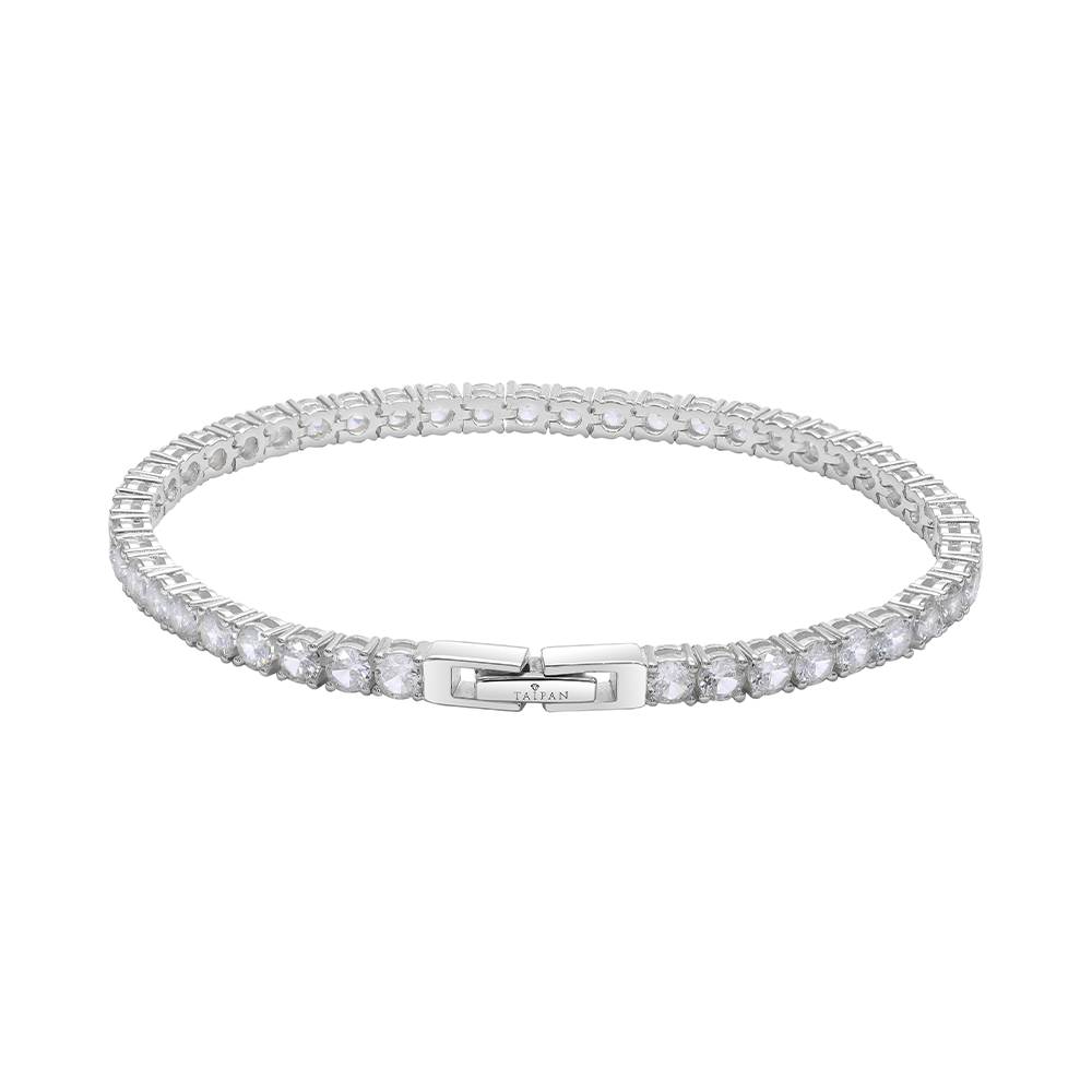 Taipan Tennis Chain Bracelet - White Silver 925