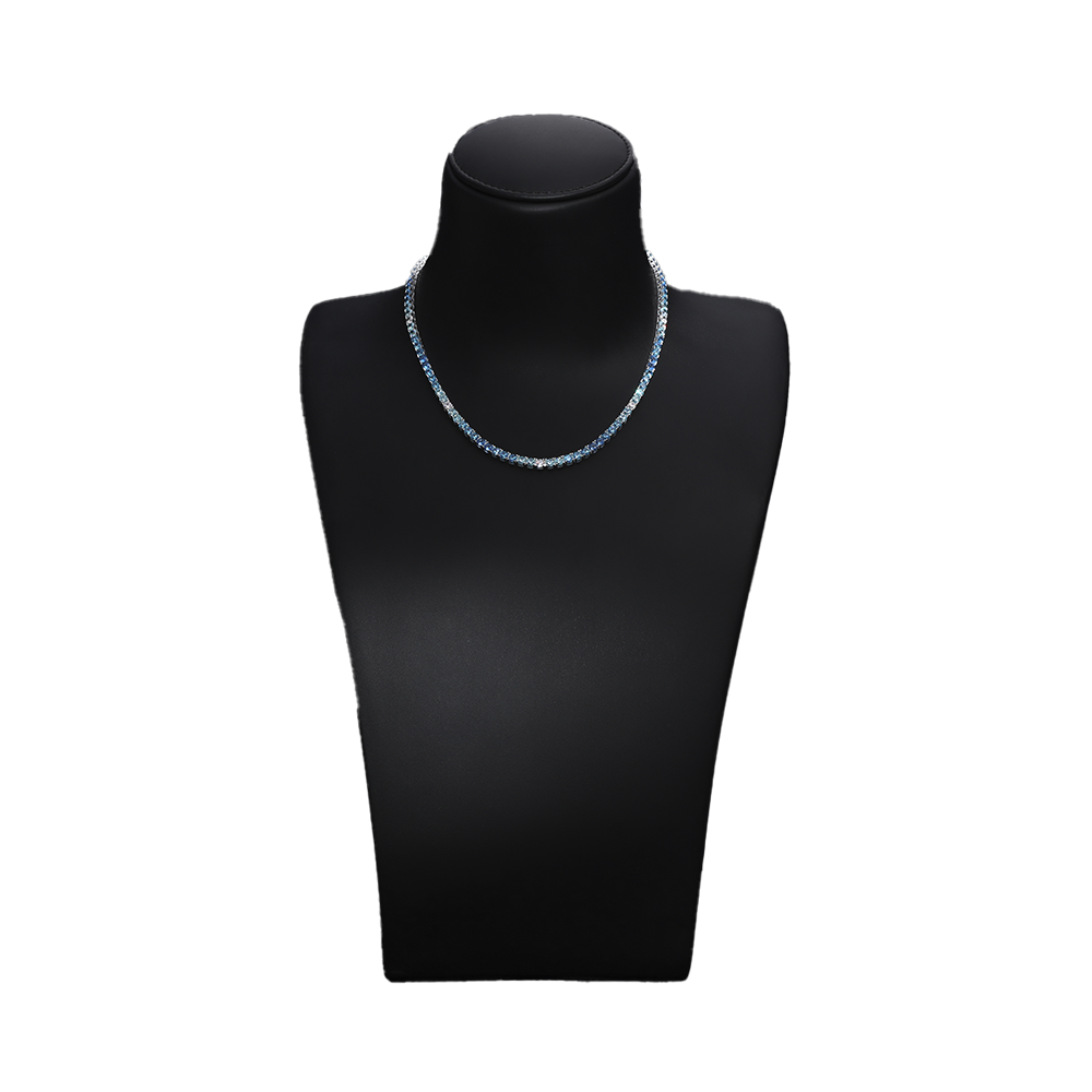 Taipan Tennis Chain Necklace - Blue stone/White Silver 925