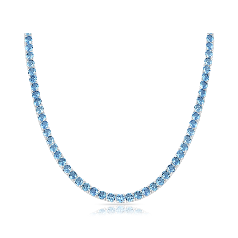 Taipan Tennis Chain Necklace - Blue Silver K1152