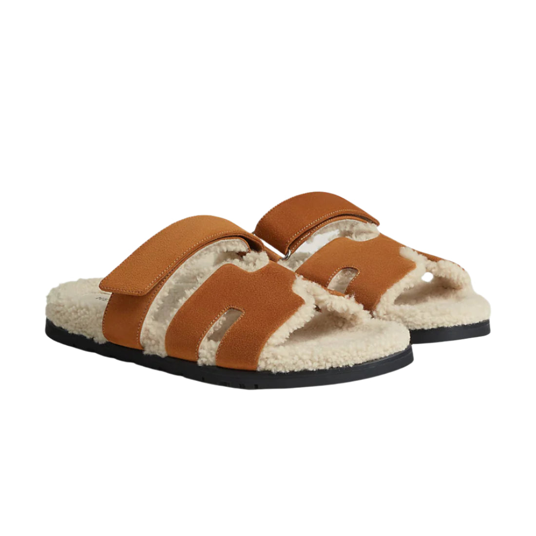 Hermès Chypre Sandal – Brown / Écru Shearling